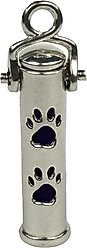 The Key Chain Urn Company Paw Print Design Keepsake Urn, Silver/Black