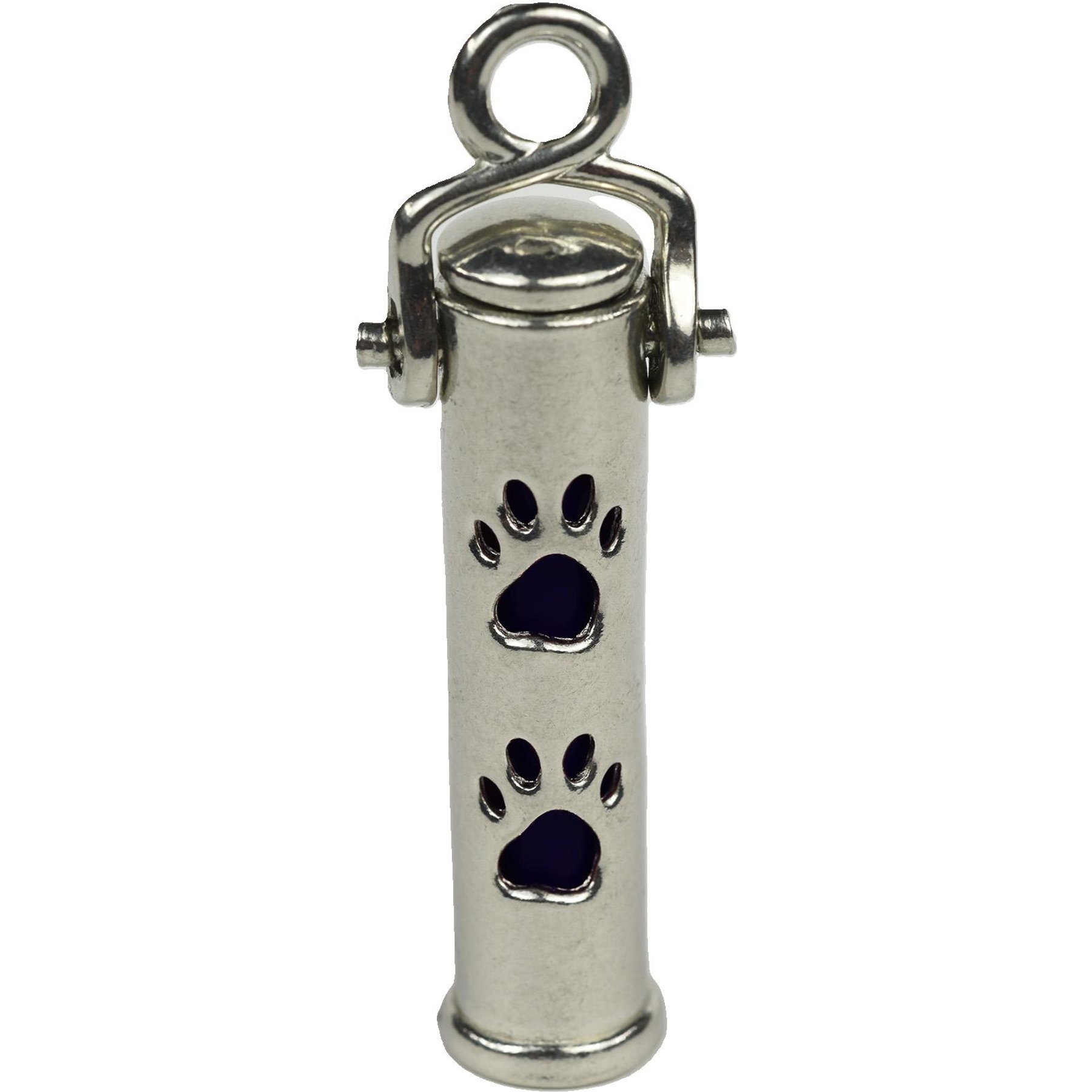 The Key Chain Urn Company Paw Print Design Keepsake Urn, Silver/Black