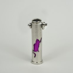 The Key Chain Urn Company Cat Design Keepsake Urn, Silver/Purple