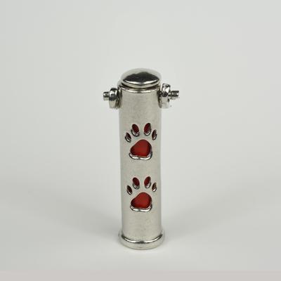 Show full view: The Key Chain Urn Company Paw Print Design Keepsake Urn, Silver/Red slide 2 of 9