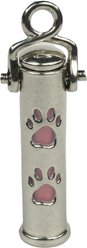 The Key Chain Urn Company Paw Print Design Keepsake Urn, Silver/Pink