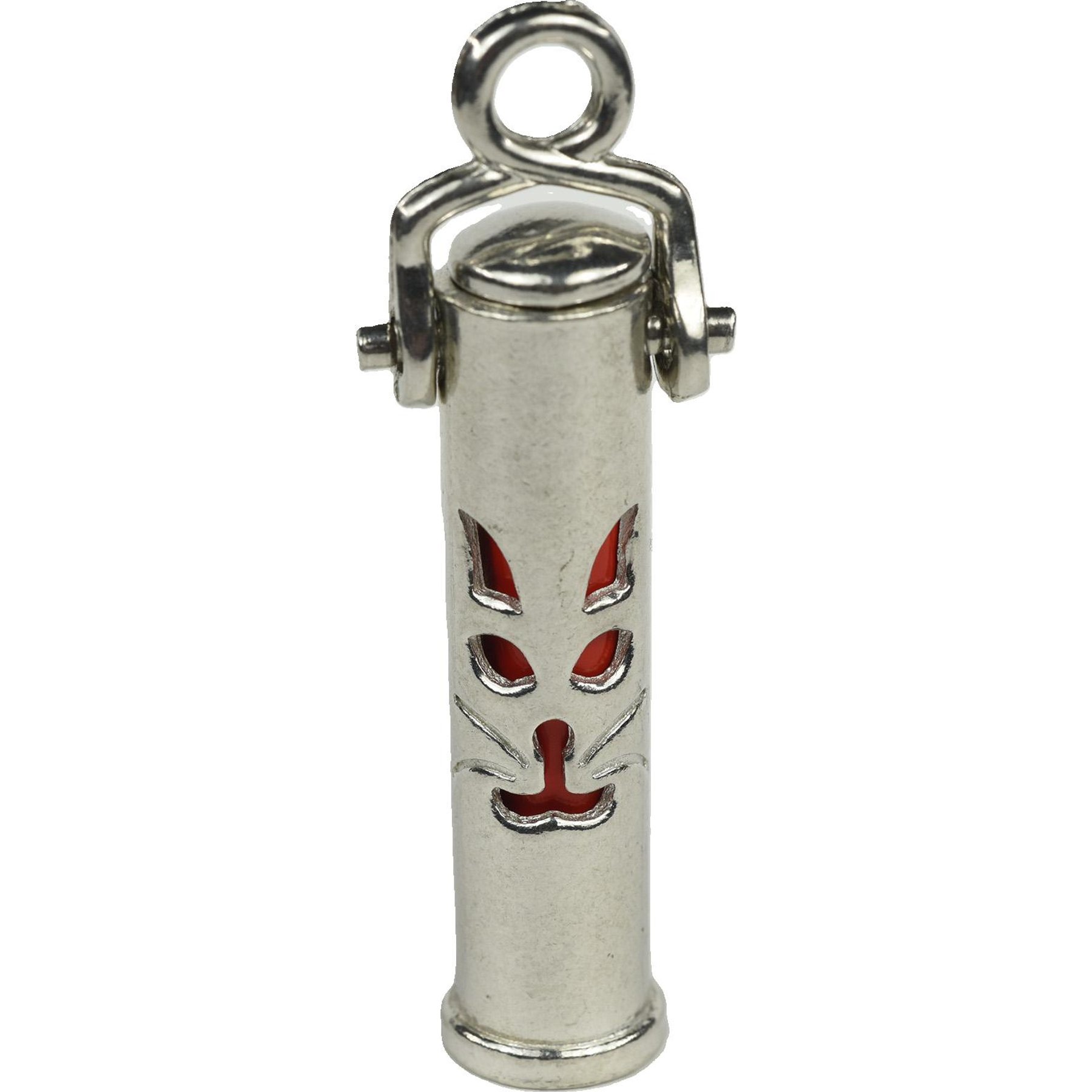 The Key Chain Urn Company Cat Face Design Keepsake Urn, Silver/Red