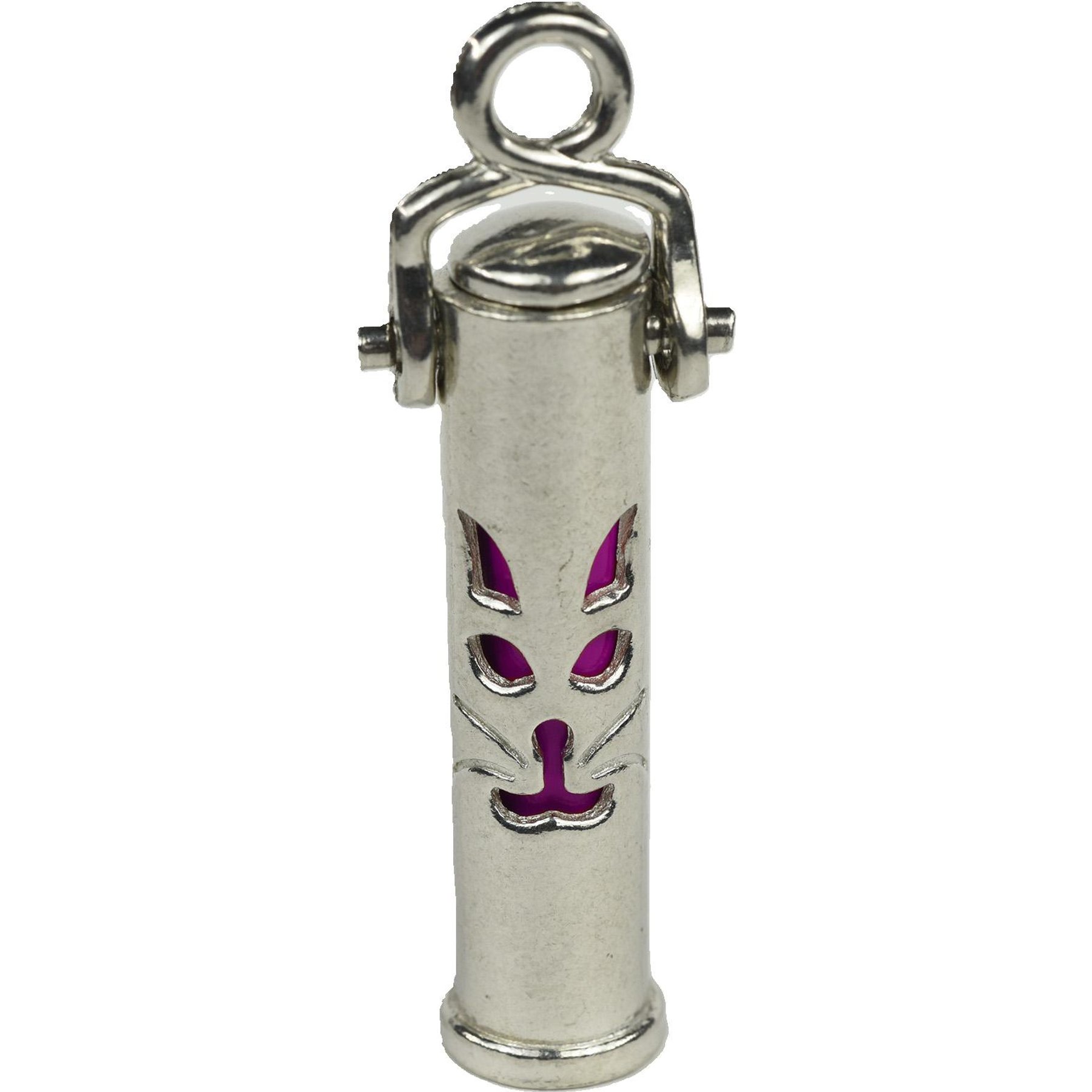 The Key Chain Urn Company Cat Face Design Keepsake Urn, Silver/Purple