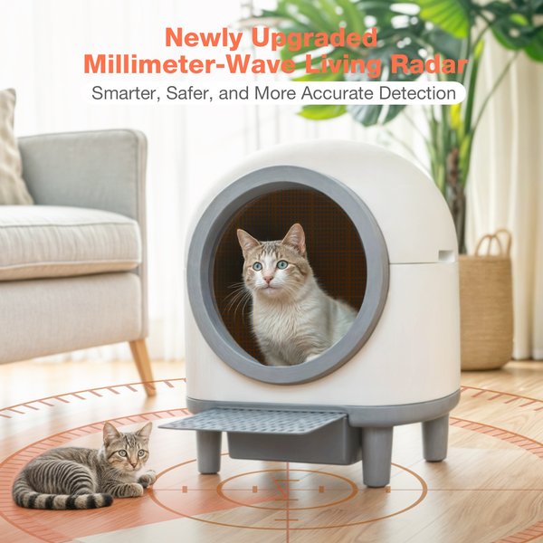 Show full view: Aoruefar Open-Top Self Cleaning Cat Litter Box, White slide 4 of 9