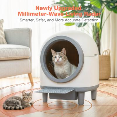Show full view: Aoruefar Automatic Self-Cleaning Cat Litter Box, Gray, 90-L slide 3 of 8