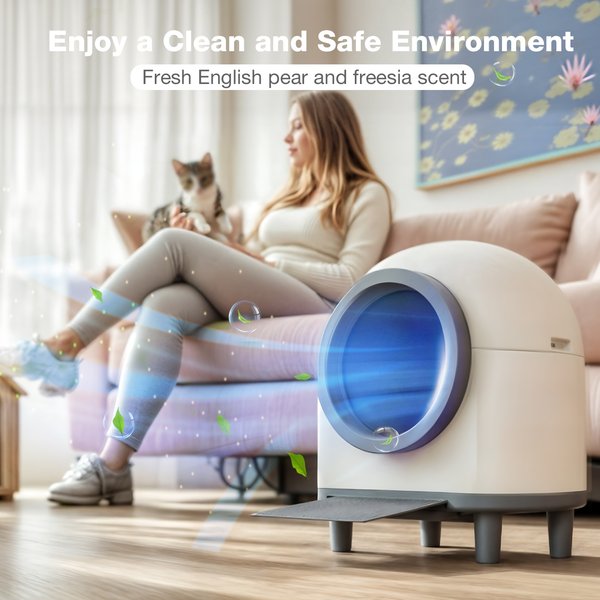 Show full view: Aoruefar Open-Top Self Cleaning Cat Litter Box, White slide 5 of 9