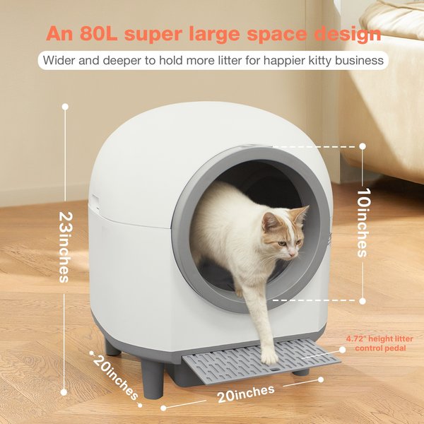 Show full view: Aoruefar Open-Top Self Cleaning Cat Litter Box, White slide 3 of 9