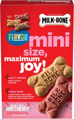 Show full view: Milk-Bone Mini's Flavor Snacks Beef, Chicken & Bacon Flavored Biscuit Dog Treats, 15-oz box slide 3 of 12
