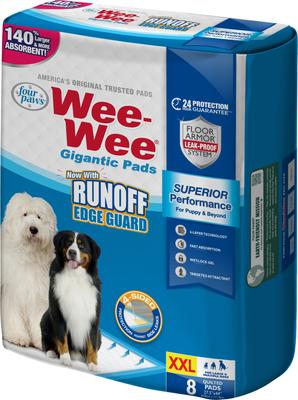 Show full view: Wee-Wee Pads Superior Performance with Runoff Edge Guard Dog Pee Pads, Gigantic, 8 count slide 7 of 11