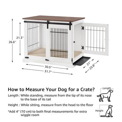 Show full view: beeNbkks Wood & Iron Wire Sliding Barn Door Furniture-Style Dog Crate, White, Medium slide 4 of 8