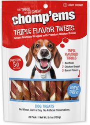 Chomp'ems Triple Flavor Twists Dog Treats, 22 count