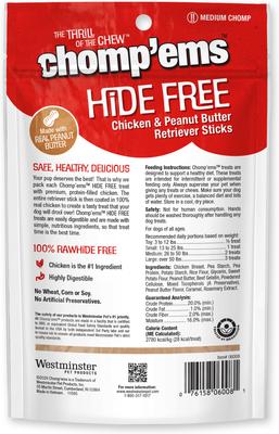 Show full view: Chomp'ems Hide-Free Peanut Butter Sticks Dog Treats, 10 count slide 3 of 9