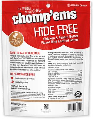 Show full view: Chomp'ems Hide-Free Knot Bones Two-Tone Peanut Butter Dog Treats, 20 count slide 3 of 8