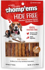 Chomp'ems Hide-Free Peanut Butter Sticks Dog Treats, 10 count