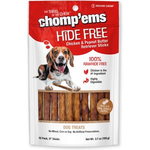 Chomp'ems Hide-Free Peanut Butter Sticks Dog Treats, 10 count