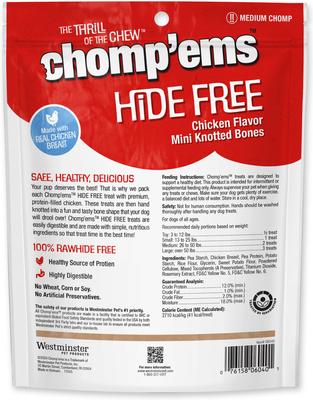 Show full view: Chomp'ems Hide-Free Knot Bones Two-Tone Chicken Dog Treats, 20 count, bundle of 2 slide 3 of 9