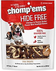 Chomp'ems Hide-Free Knot Bones Two-Tone Peanut Butter Dog Treats, 20 count