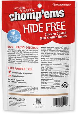 Show full view: Chomp'ems Hide-Free Chicken Mini Knot Bones Dog Treats, 10 count slide 3 of 9