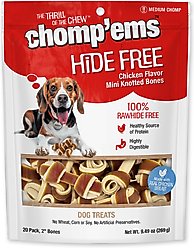 Chomp'ems Hide-Free Knot Bones Two-Tone Chicken Dog Treats, 20 count