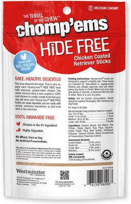 Show full view: Chomp'ems Hide-Free Chicken Sticks Dog Treats, 20-count bundle slide 3 of 8