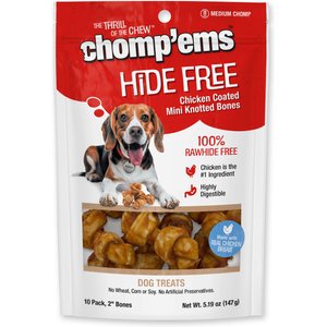 Chomp'ems Hide-Free Chicken Mini Knot Bones Dog Treats, 10 count