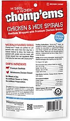 Chomp'ems 6" Beefhide Spiral with Chicken Dog Treats, 2 count slide 2 of 7