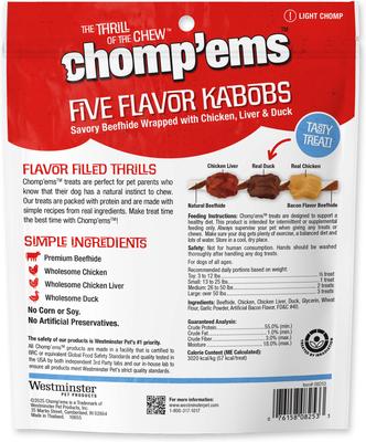 Show full view: Chomp'ems Five Flavor Kabobs Dog Treats, 15 count slide 3 of 9
