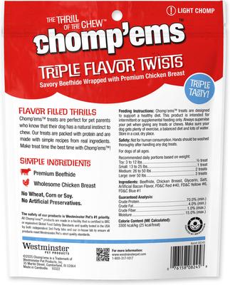 Show full view: Chomp'ems Triple Flavor Twists Dog Treats, 50 count slide 3 of 4