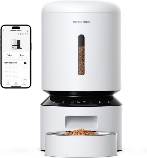 Show full view: Petlibro Granary WIFI 2.4g & 5G Automatic Cat & Dog Feeder + 3 Pet Food Desiccant Bags, White, 5-L slide 1 of 11