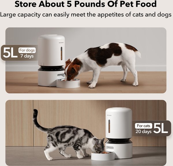 Show full view: Petlibro Granary WIFI 2.4g & 5G Automatic Cat & Dog Feeder + 3 Pet Food Desiccant Bags, White, 5-L slide 6 of 11