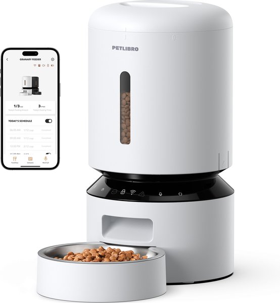 Show full view: Petlibro Granary WIFI 2.4g & 5G Automatic Cat & Dog Feeder + 3 Pet Food Desiccant Bags, White, 5-L slide 2 of 11