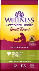 Wellness Small Breed Complete Health Adult Healthy Weight Turkey & Brown Rice Recipe Dry Dog Food, 12-lb bag