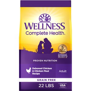 Wellness Complete Health Natural Adult Grain-Free Chicken Meal Dry Dog Food, 22-lb bag
