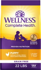 Wellness Complete Health Natural Puppy Grain-Free Chicken & Salmon Dry Dog Food, 22-lb bag
