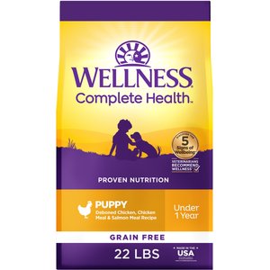Wellness Complete Health Natural Puppy Grain-Free Chicken & Salmon Dry Dog Food, 22-lb bag