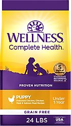Wellness Grain-Free Complete Health Puppy Deboned Chicken, Chicken Meal & Salmon Meal Recipe Dry Dog Food, 24-lb bag