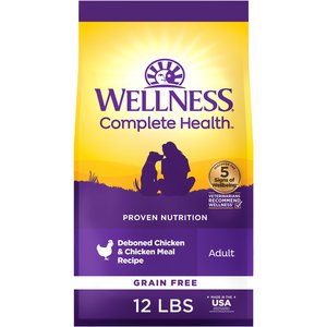 Wellness Grain-Free Complete Health Adult Deboned Chicken & Chicken Meal Recipe Dry Dog Food, 12-lb bag