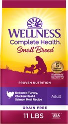 Wellness Grain-Free Complete Health Small Breed Adult Deboned Turkey, Chicken Meal & Salmon Meal Recipe Dry Dog Food, 11-lb bag slide 1 of 8