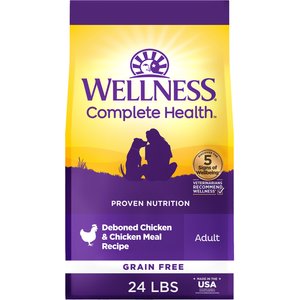 Wellness Grain-Free Complete Health Adult Deboned Chicken & Chicken Meal Recipe Dry Dog Food, 24-lb bag