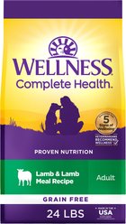 Wellness Grain-Free Complete Health Adult Lamb & Lamb Meal Recipe Dry Dog Food, 24-lb bag