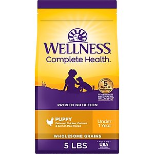 Wellness Complete Health Puppy Deboned Chicken, Oatmeal & Salmon Meal Recipe Dry Dog Food, 5-lb bag