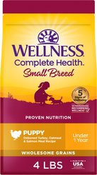 Wellness Small Breed Complete Health Puppy Turkey, Oatmeal & Salmon Meal Recipe Dry Dog Food, 4-lb bag