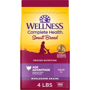 Wellness Small Breed Complete Health Senior Deboned Turkey & Peas Recipe Dry Dog Food, 4-lb bag