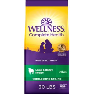 Wellness Complete Health Adult Lamb & Barley Recipe Natural Dry Dog Food, 30-lb bag