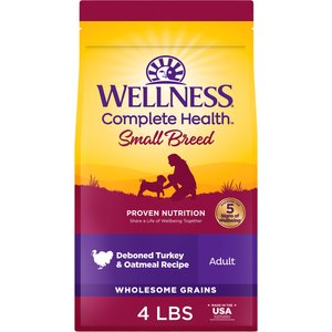 Wellness Small Breed Complete Health Adult Turkey & Oatmeal Recipe Natural Dry Dog Food, 4-lb bag