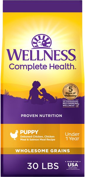 Wellness Complete Health Grain Free Puppy Deboned Chicken, Chicken Meal and Salmon Meal Recipe Dry Dog Food