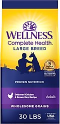 Wellness Large Breed Complete Health Adult Deboned Chicken & Brown Rice Recipe Dry Dog Food, 30-lb bag