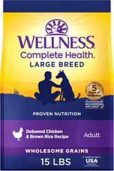 Wellness Large Breed Complete Health Adult Deboned Chicken & Brown Rice Recipe Dry Dog Food, 15-lb bag