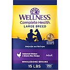 Wellness Large Breed Complete Health Adult Deboned Chicken & Brown Rice Recipe Dry Dog Food, 15-lb bag