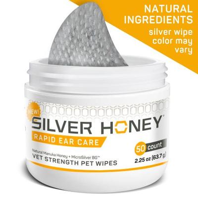 Show full view: Silver Honey Rapid Ear Care Manuka Honey & MicroSilver BG Vet Strength Dog & Cat Wipes, 50 count slide 3 of 9